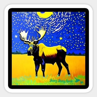 Moose T-Shirt Van Gogh Style Starry Night Sticker